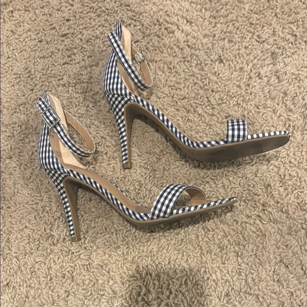 Gingham Checkered High Heel Sandals